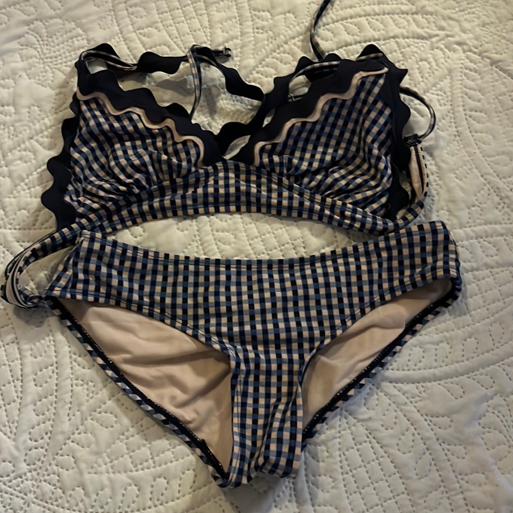 Blue and Pink Plaid Bikini